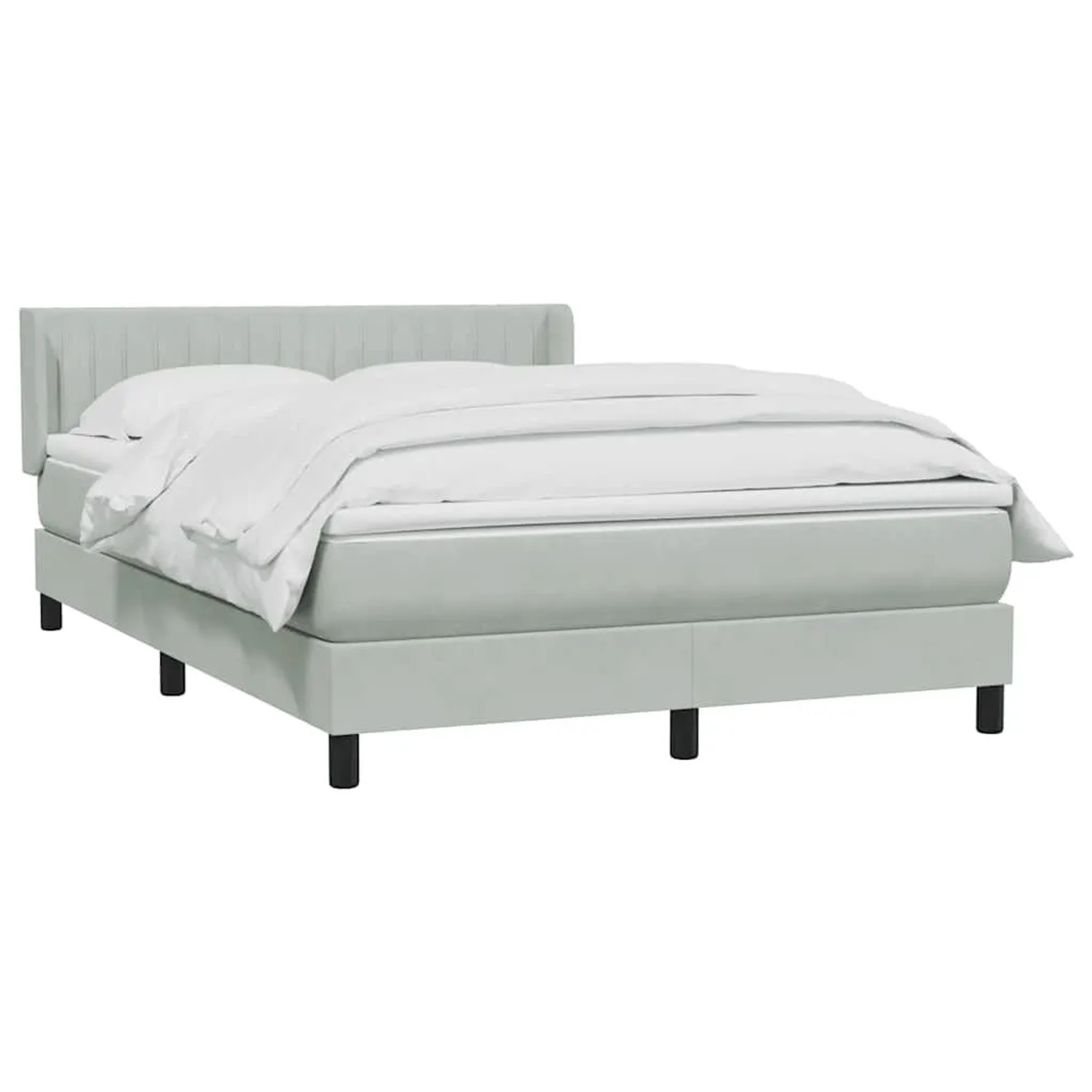 vidaXL Boxspringbett mit Matratze Hellgrau 140x210 cm Samt 3318279 günstig online kaufen