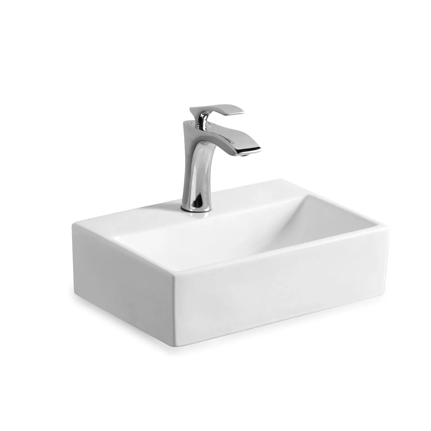 Stilform Paris Waschbecken 36x25cm aus Feinster Keramik für Wandmontage oder als Aufsatzwaschbecken mit Hahnloch