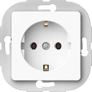 Weiße Primaluxe Steckdose, 1 Stück, für Schalter und Taster.