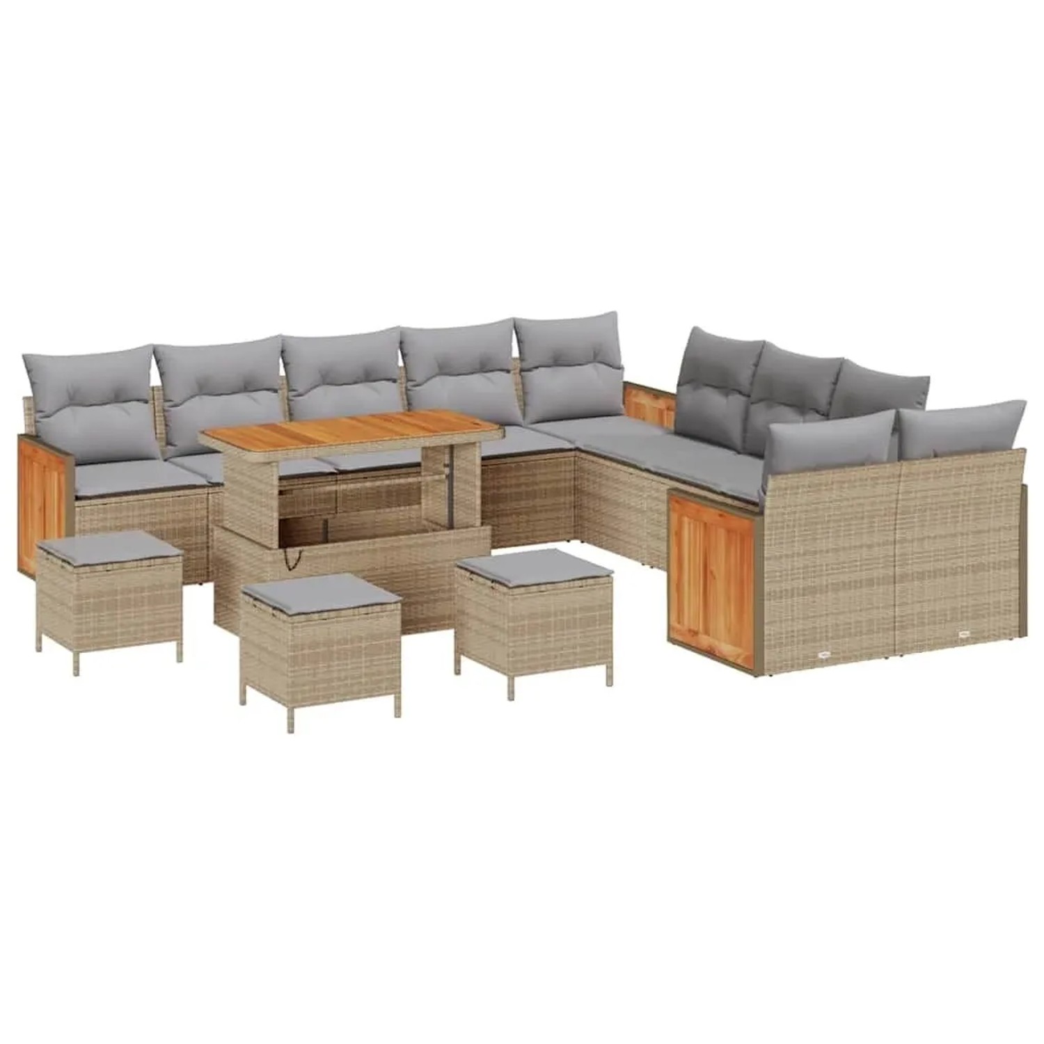 vidaXL Gartensofa-Set mit Kissen 18 Stk Beige und Hellgrau Poly-Rattan 3365 günstig online kaufen
