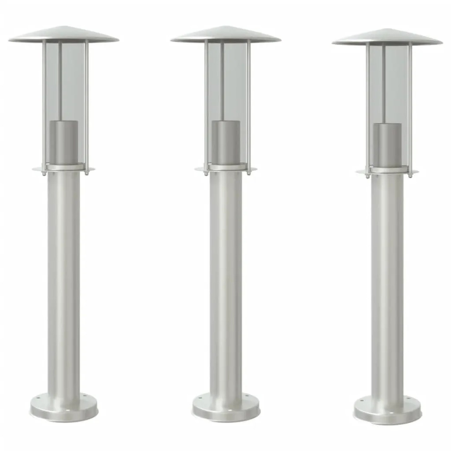 vidaXL Wegeleuchten 3 Stk Silbern 60 cm Edelstahl 4006350