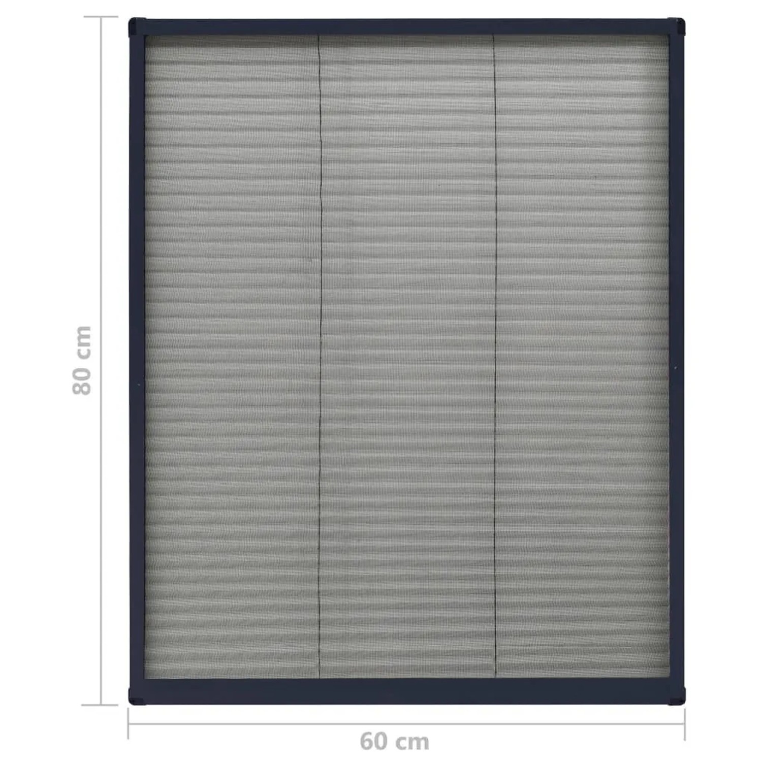 Anthrazitfarbenes Aluminium Insektenschutz-Plissee 60x80cm mit schwarzem Fiberglasnetz für Fenster.