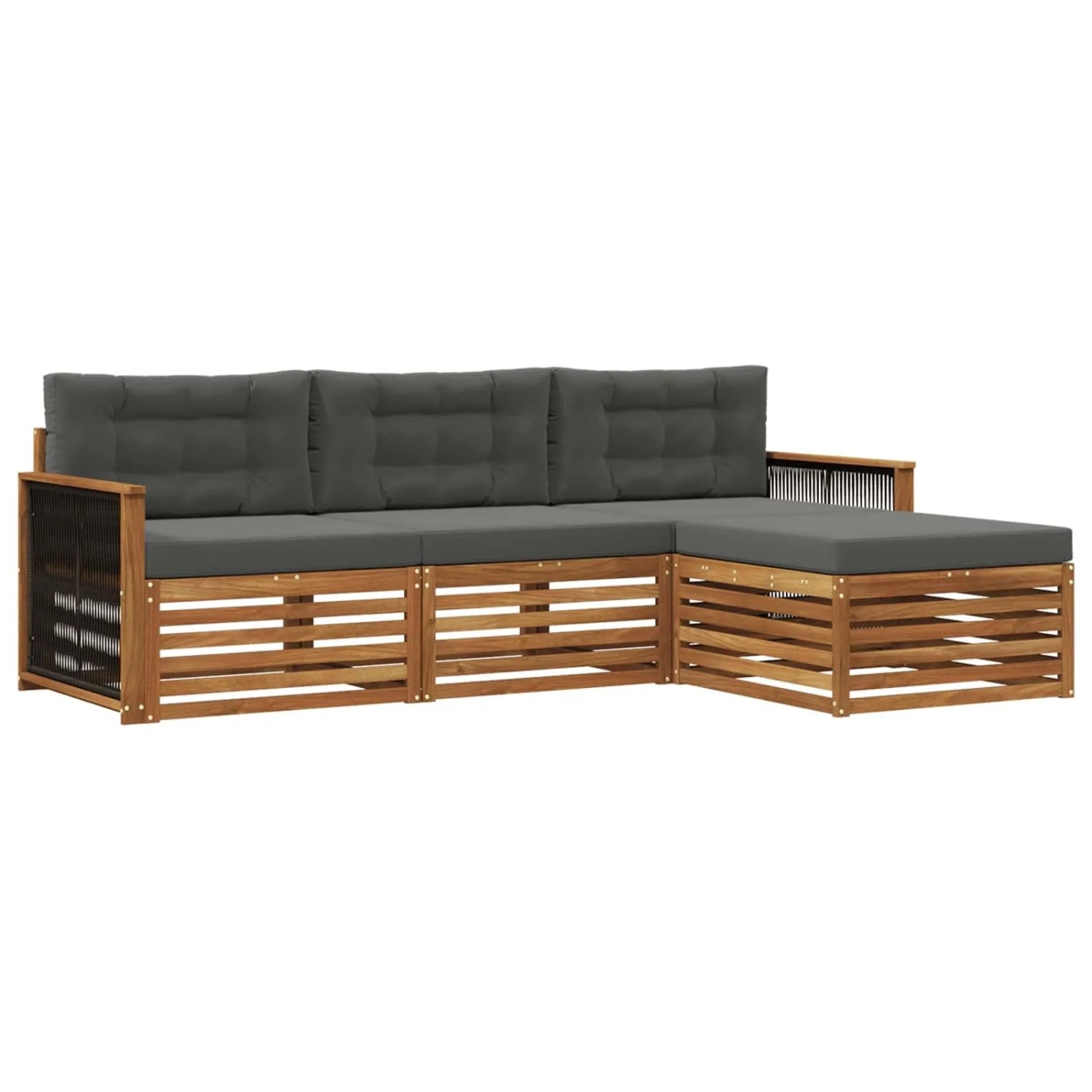 vidaXL Outdoor-Sofagarnitur Natur und Anthrazit 249 x 162,5 x 73 cm 3383205