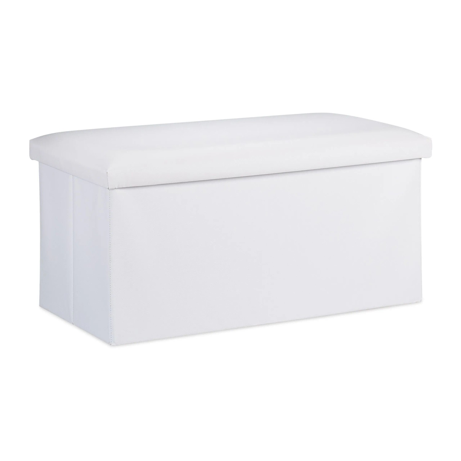 Relaxdays Sitzbank Kunstleder Weiß Faltbar Mit Stauraum 37,5 cm x 76,5 cm x 38,5 cm 4,1 kg