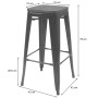 PROREGAL 4er-Set Barhocker Inkl. Holz-Sitzfläche Sitzhöhe 76cm Metall Industriedesign Stapelbar Weiß Barstuhl Tresenhocker_2