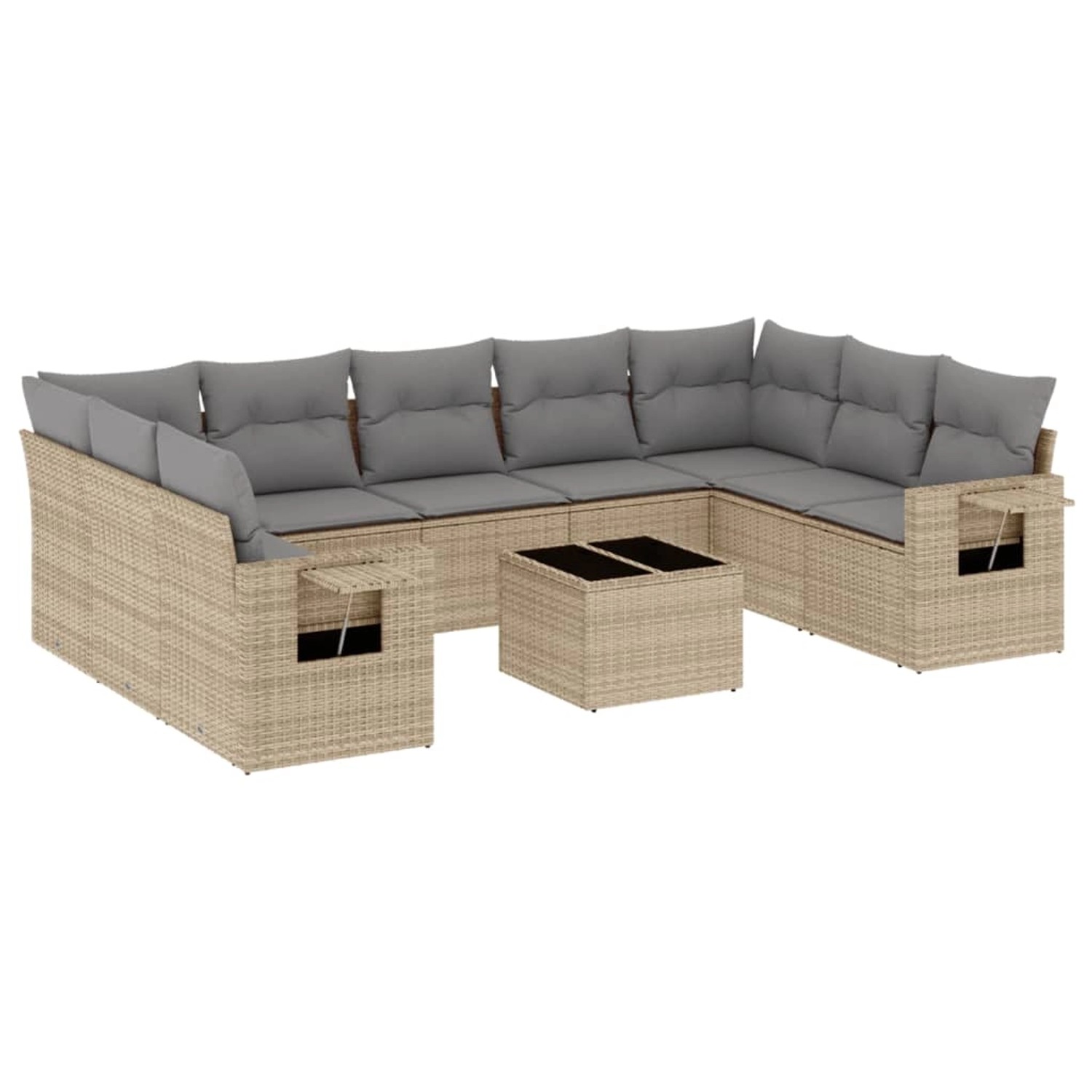 vidaXL 10-Tlg Garten-Sofagarnitur mit Kissen Beige Poly Rattan 3252946 günstig online kaufen