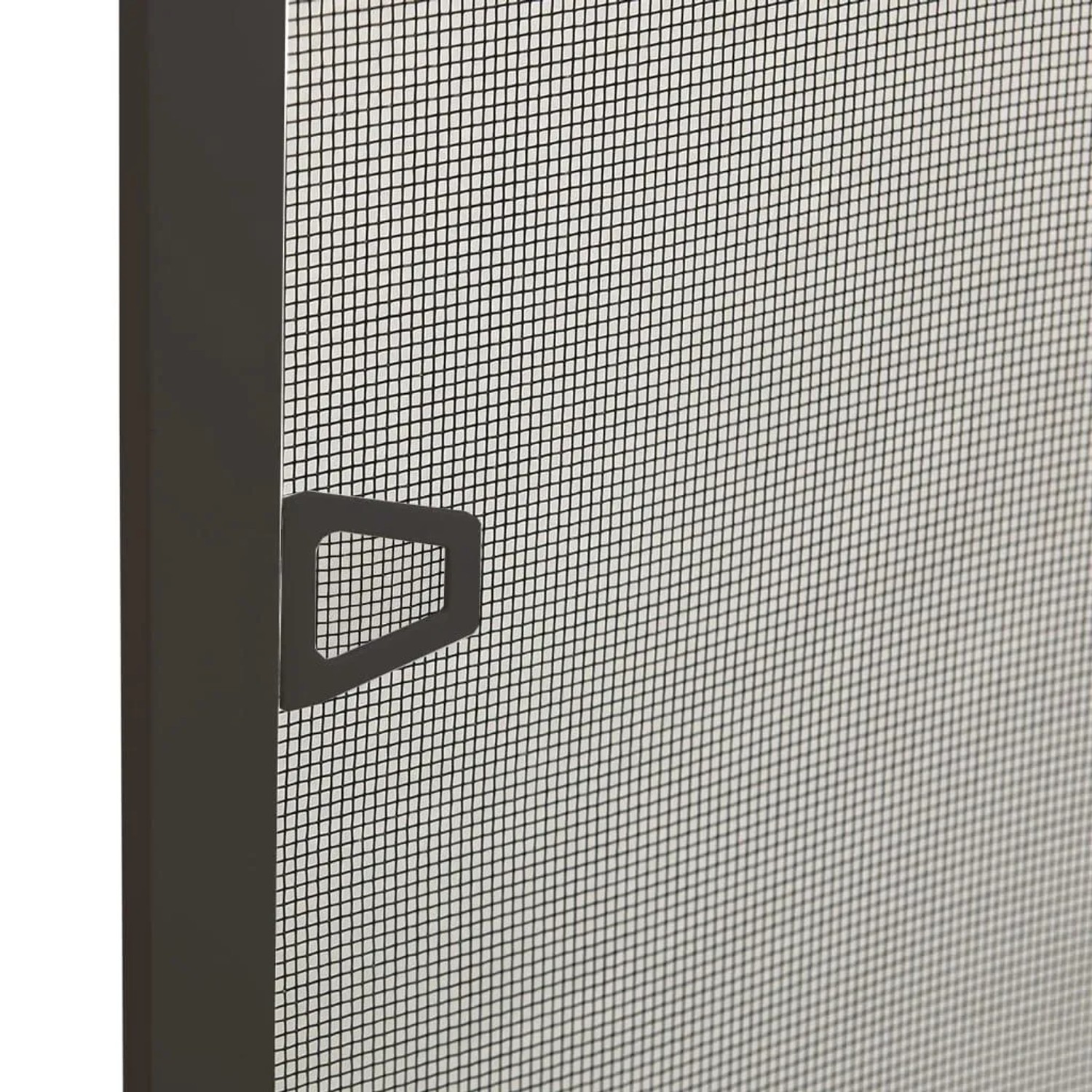 Anthrazitfarbener vidaXL Insektenschutz für Fenster, Detail des Aluminiumrahmens mit schwarzem Fiberglasgewebe und Griff.