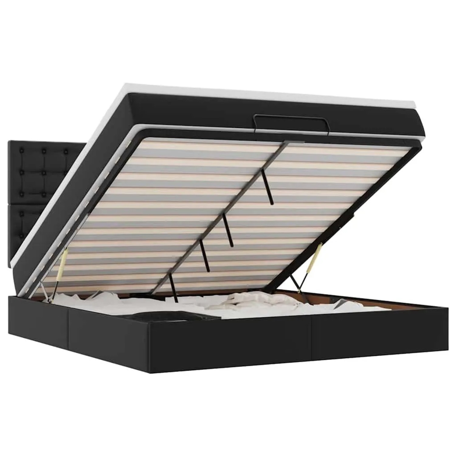 vidaXL Ottoman-Bett mit Matratze Schwarz 180x200 cm Kunstleder 3313016