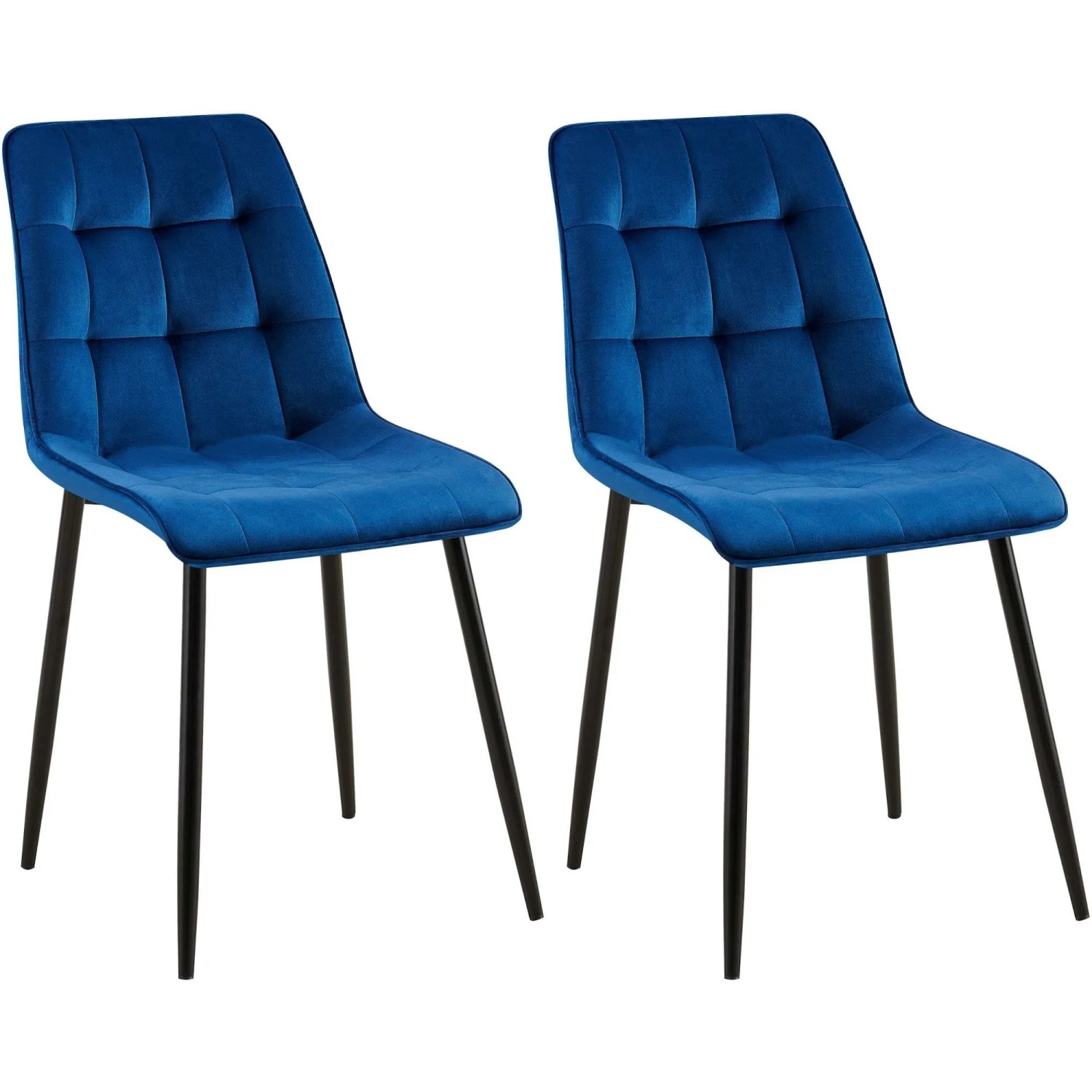 DELUKE 2er Set Esszimmerstuhl DARID Samt Dunkelblau 47x61x89cm Essstühle Esszimmerstühle Küchenstühle Wohnzimmerstühle