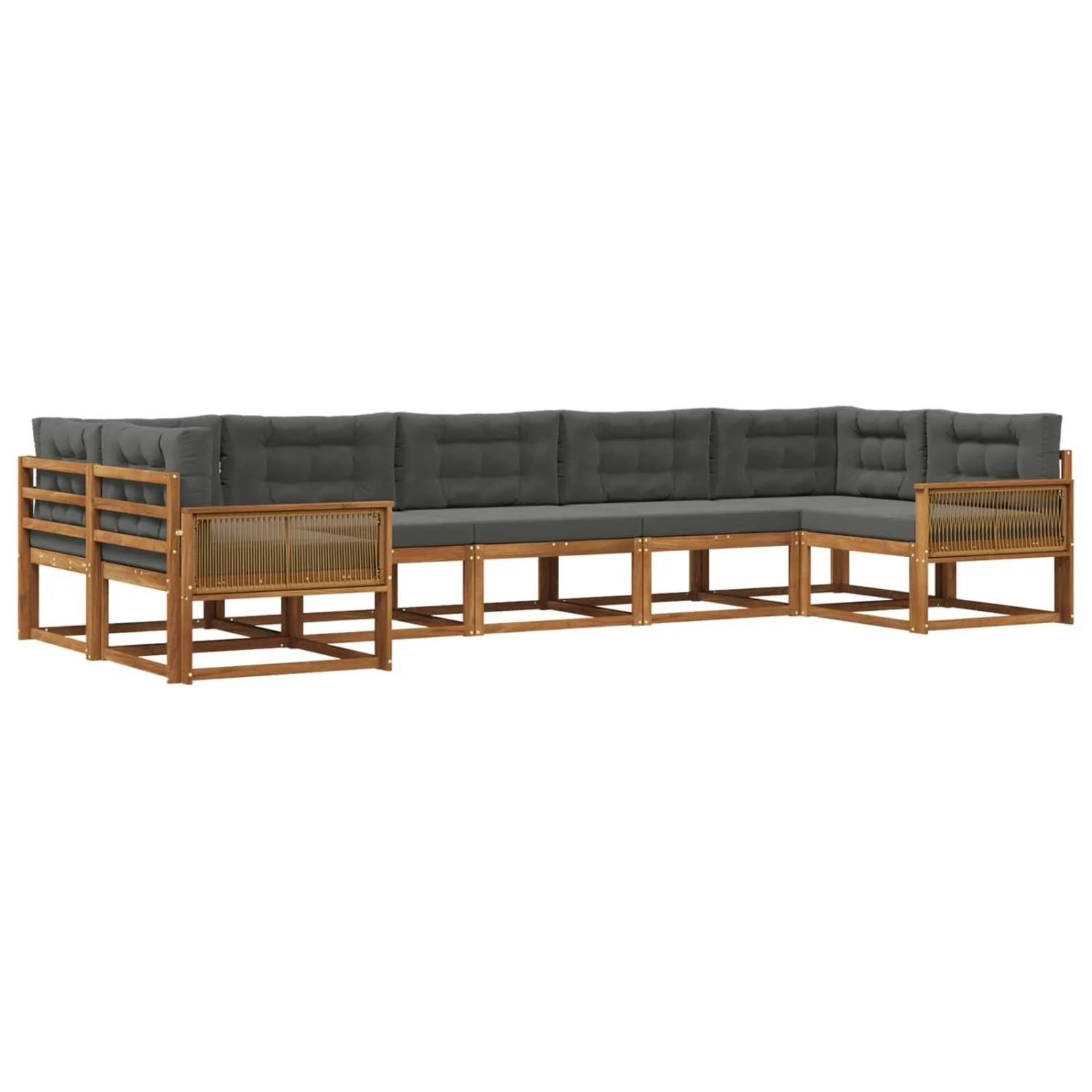 vidaXL Outdoor-Sofagarnitur mit Kissen 7 Stk Natur und Anthrazit 3382870