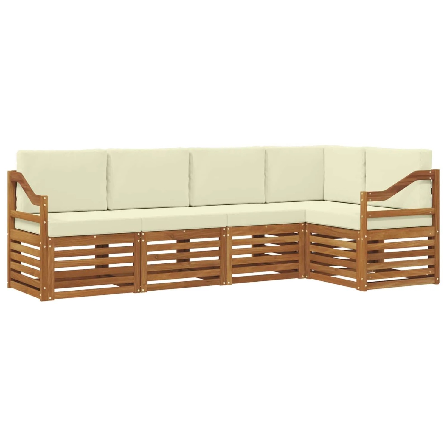 vidaXL Sofagarnituren 5 Tlg Natur und Creme Massivholz Akazie 3374825