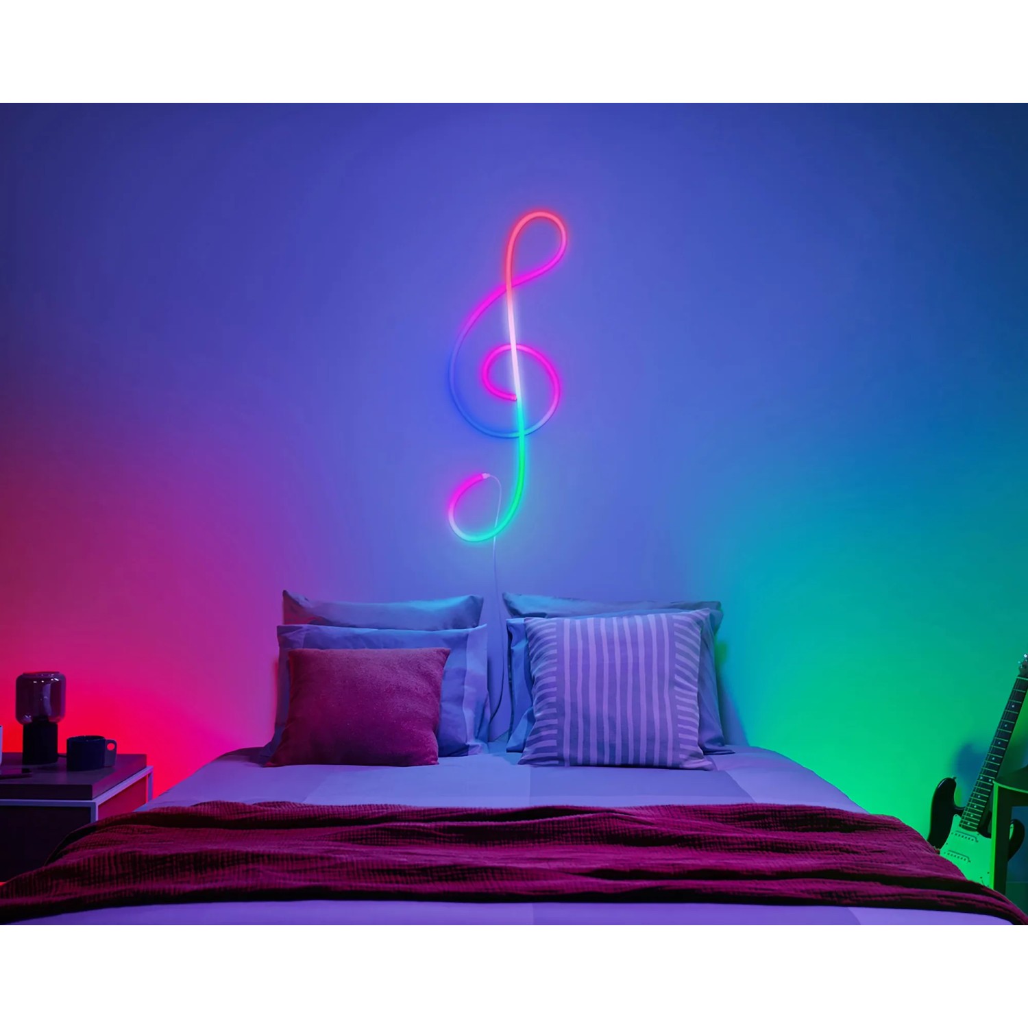WiZ Flex Strip: Smarte LED-Leiste in Notenschlüsselform, mehrfarbig, 3 Meter lang.