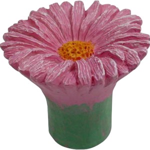 Rosa Möbelknopf H127 in Blumenform aus Kunststoff.