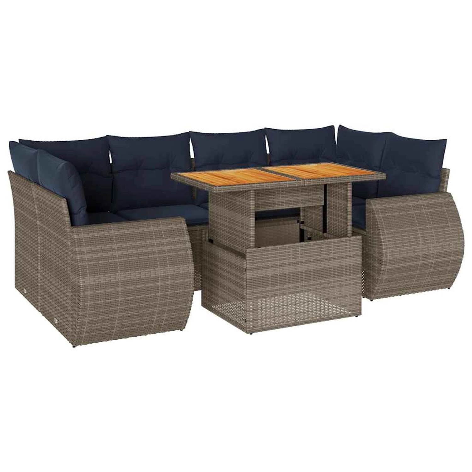 vidaXL 7-Tlg Garten-Sofagarnitur mit Kissen Grau Poly Rattan 3327232 günstig online kaufen