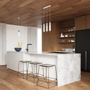 Sollux Borgio Hängeleuchte, 3-flammig, weiß/grau, im modernen Küchenambiente.