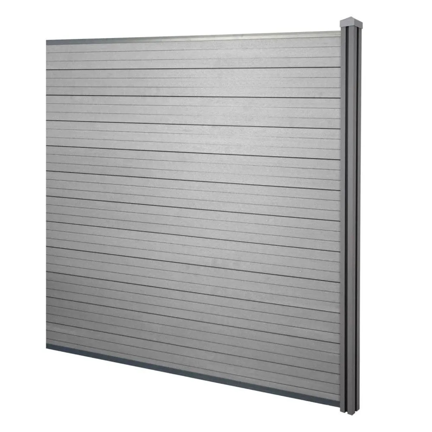 MCW WPC-Sichtschutz Savoie Windschutz Zaun WPC-Pfosten - Erweiterungselement 1,88m Grau