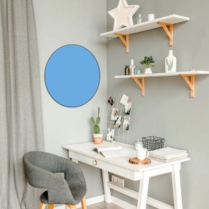 Banjado Magnettafel Rund Größe 47cm Magnetwand Schwarz Aus Metall Magnetpinnwand Pinnwand Motiv Pastellblau