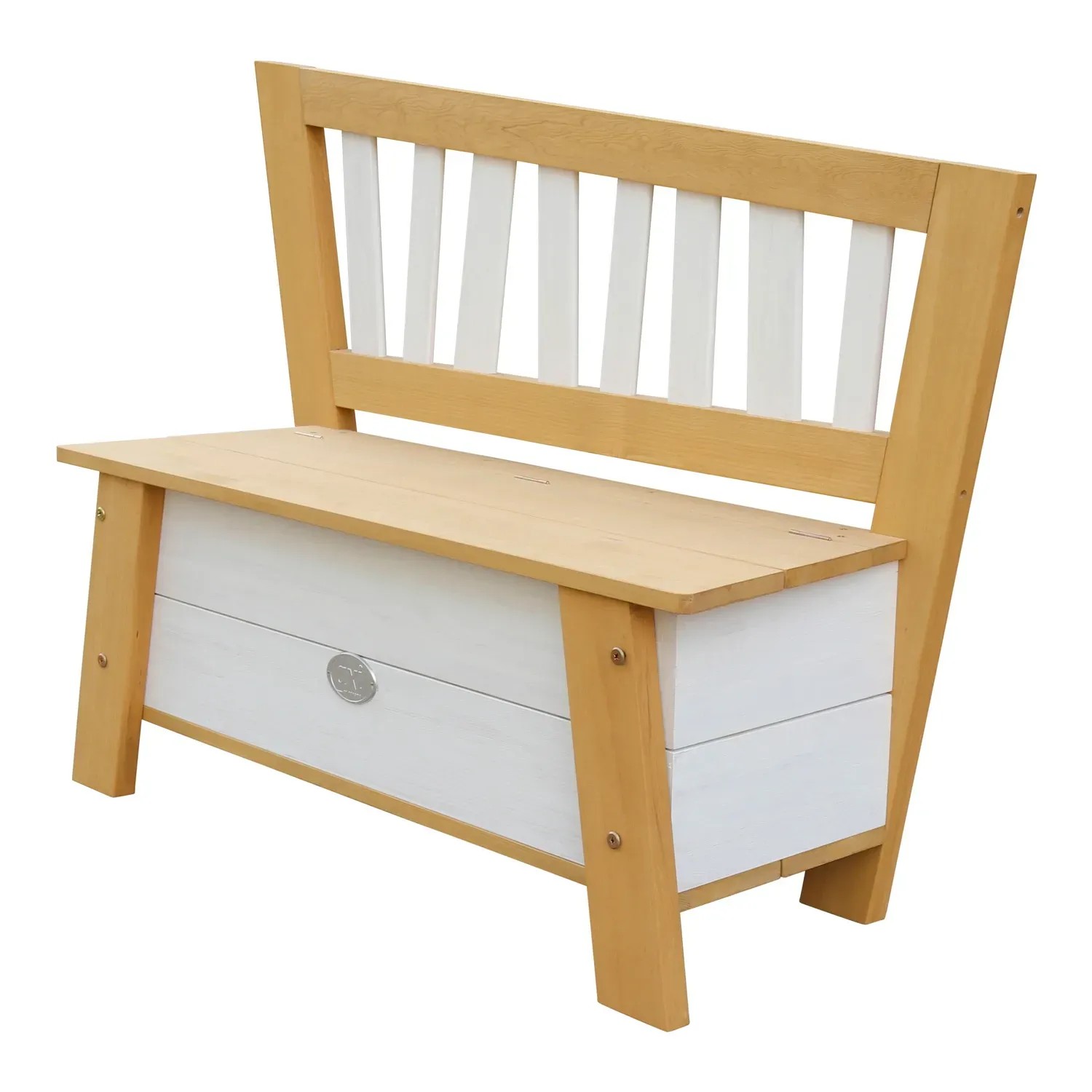 Axi Aufbewahrungsbank Corky, Gartenbank aus Holz in Braun und Weiß mit Stauraum.