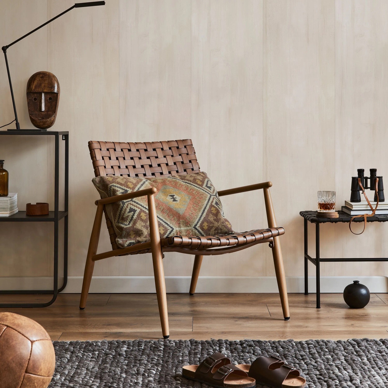 Beige Wandverkleidung mit Holzoptik, Grosfillex Element, 260x37,5 cm, zur stilvollen Wandgestaltung.