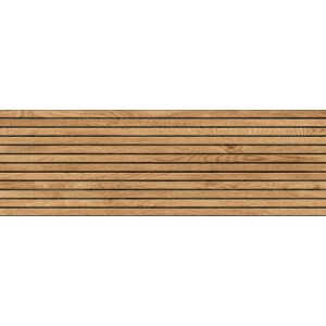 Beige Cersanit Wandfliese Oslo Light mit Holz-Latten Struktur, 28,9x89 cm, rektifiziert.