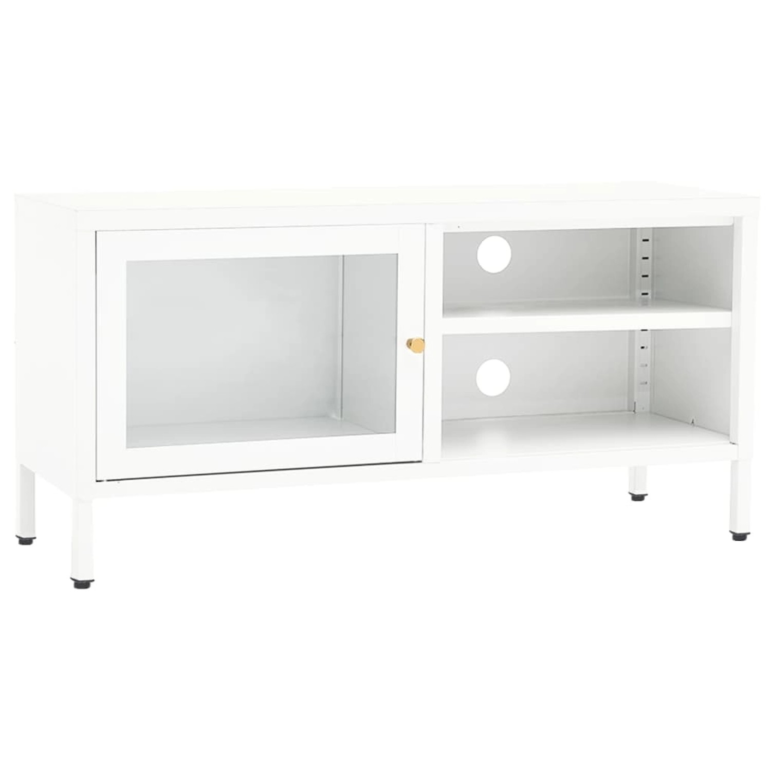 vidaXL TV-Schrank Weiß 90x30x44 cm Stahl und Glas 336056