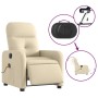 Elektrischer Massagesessel in Creme mit Vibrationsfunktion und Seitentasche.