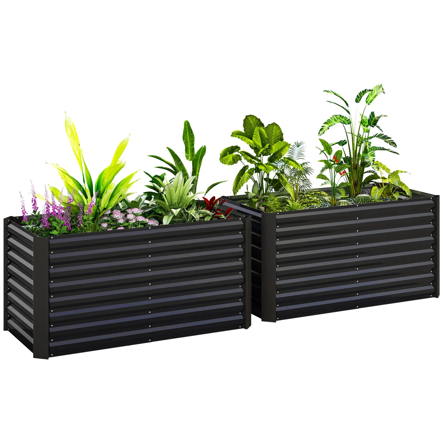 Outsunny Garten-Bett Set Stahl Dunkelgrau 120L x 60B x 60H cm