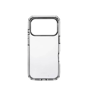 Transparente Hama Handyhülle Extreme Protect für Apple iPhone 17 Pro mit verstärkten Ecken und Kameraausschnitt.