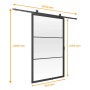 inova Loft Glasschiebetür 900 x 2150 mm Satiniert 4 Felder Komplettset aus Stahl in Schwarz inkl. 2Seitiger Softclose_2