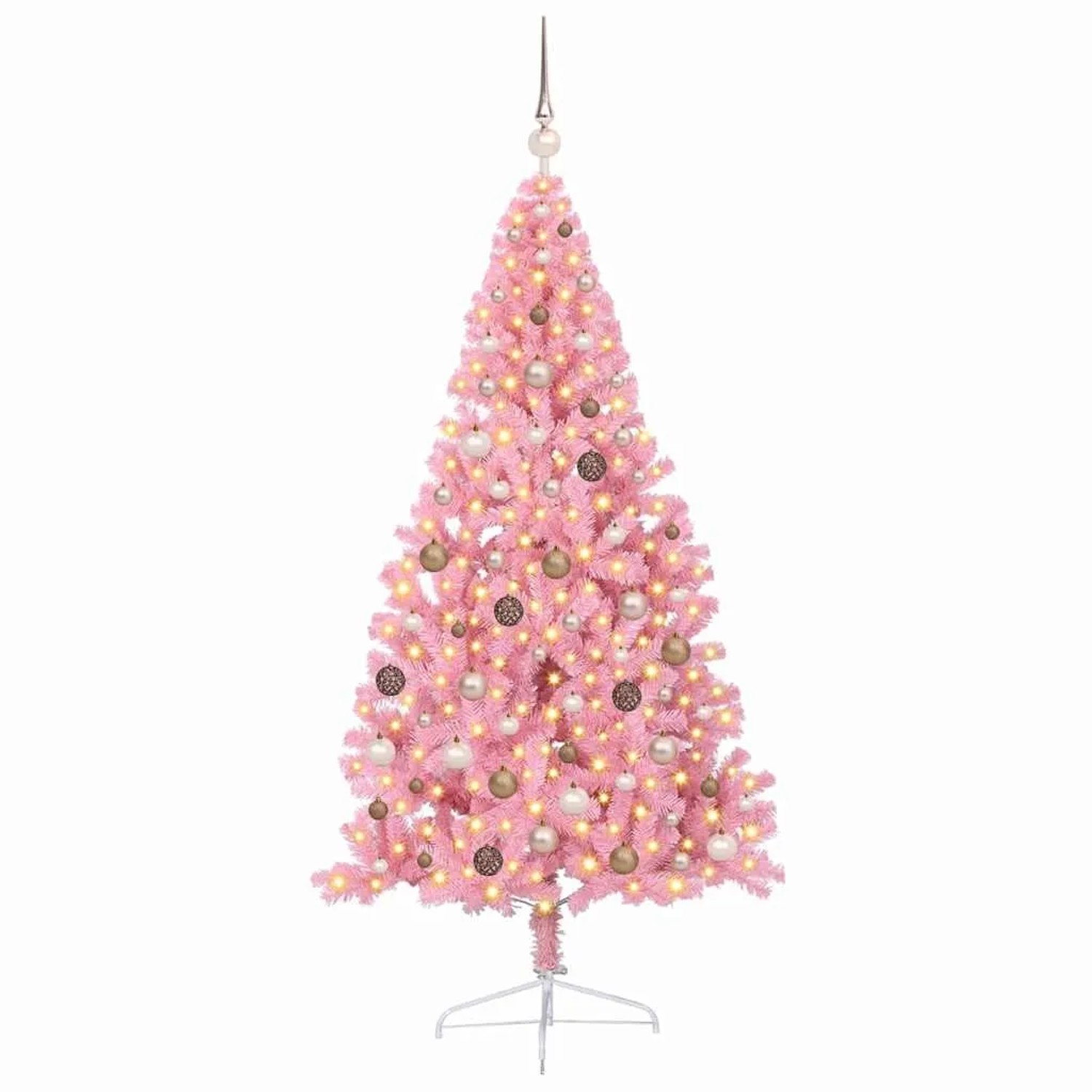 vidaXL Künstlicher Vorbeleuchteter Weihnachtsbaum Rosa 210 cm PVC 3397087