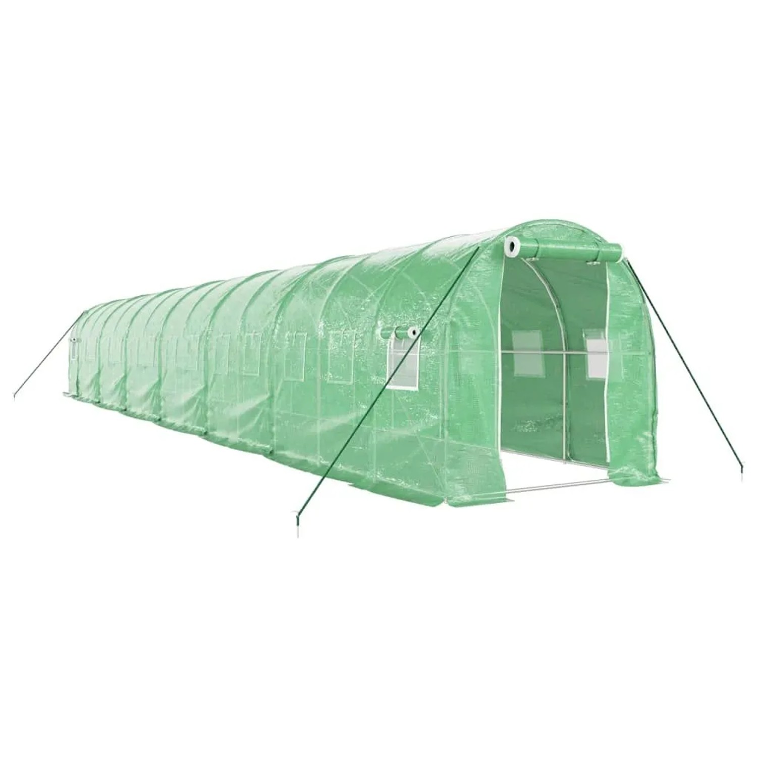 vidaXL Gewächshaus mit Stahlrahmen Grün 28 m² 14x2x2 m 3188022