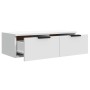 Weißer vidaXL Wandschrank aus Holzwerkstoff mit zwei Schubladen, eine geöffnet. Modernes Design für Stauraum.