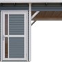 Graues Bertilo Gartenhaus Pentus 2 Lounge mit Anbau und überdachter Fläche.