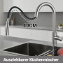 AICA Säulenbrause-Wasserhahn Silber Zwei Wasserauslassmodi Küche Mischbatterie Ausziehbar 360° Drehbar Einhand-Spültischarmatur Bad Küchenarmatur_4
