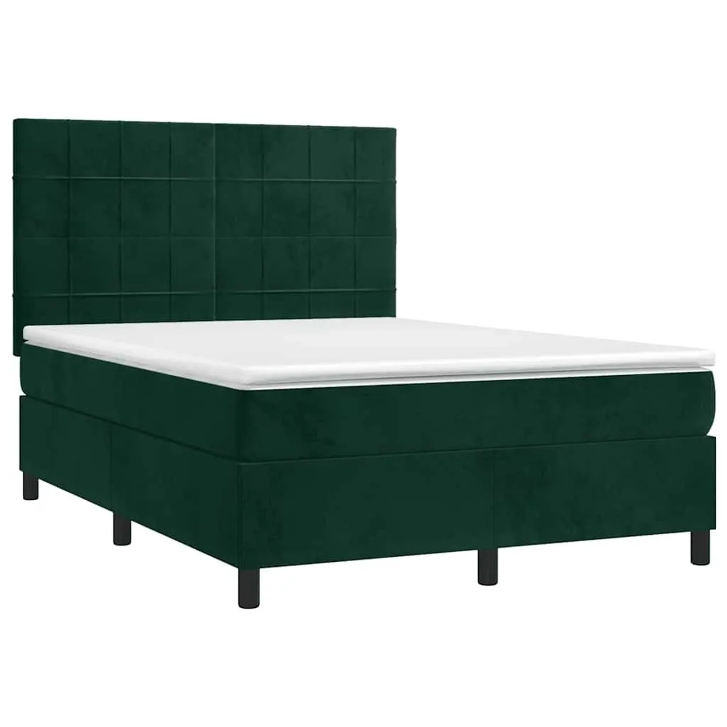 vidaXL Boxspringbett mit Matratze & LED Dunkelgrün 140x190 cm Samt 3136122 günstig online kaufen