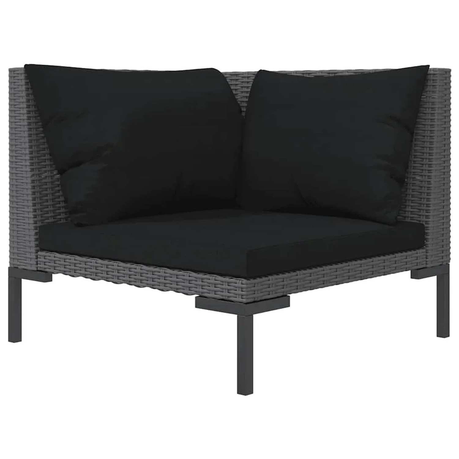 vidaXL Gartensofa mit Kissen Halbrundes Poly Rattan 318601 günstig online kaufen