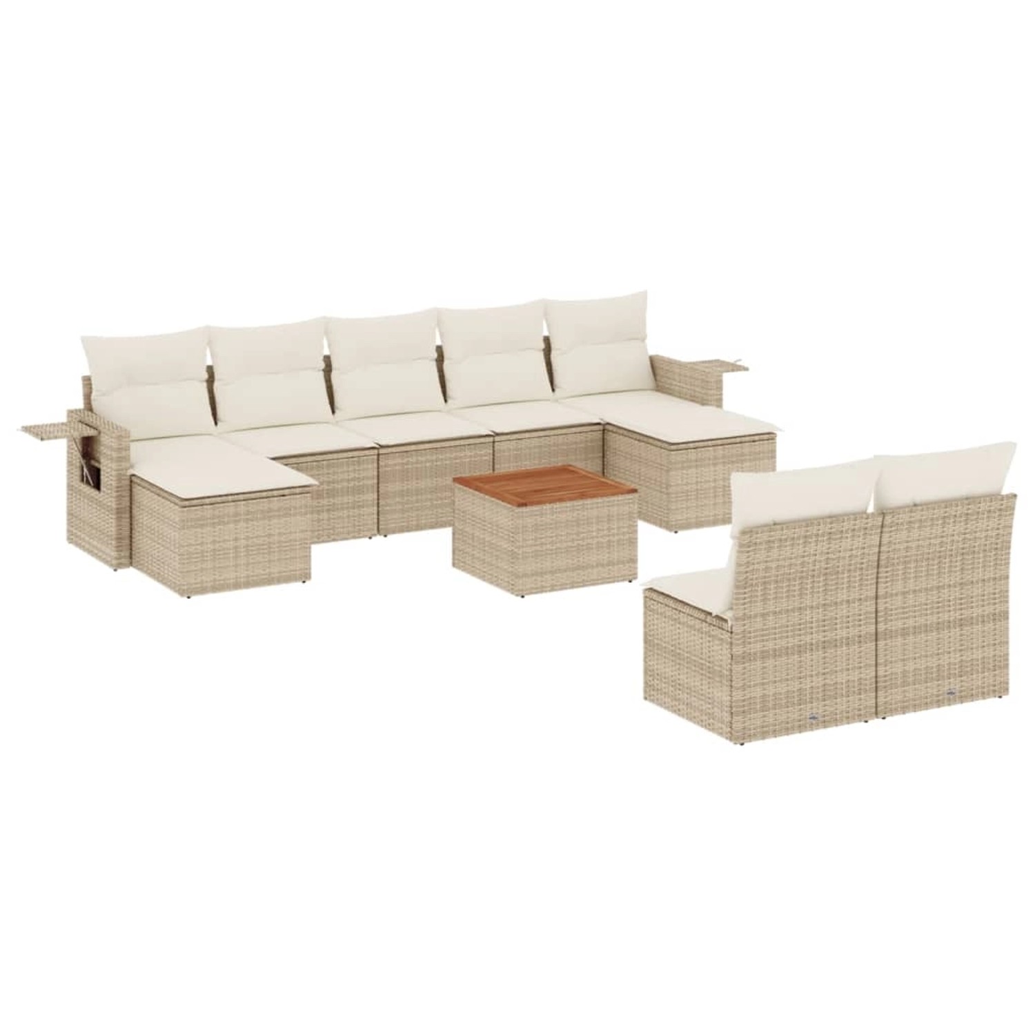 vidaXL 10-Tlg Garten-Sofagarnitur mit Kissen Beige Poly Rattan 3257094 günstig online kaufen