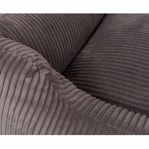 Detailaufnahme: Knuffelwuff Hundebett Olivia Cord XXL, braungrau, Struktur des Cordstoffes sichtbar.
