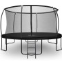 Schwarzes Zero Gravity Gartentrampolin 427cm mit Sicherheitsnetz, Leiter und Bodenanker.