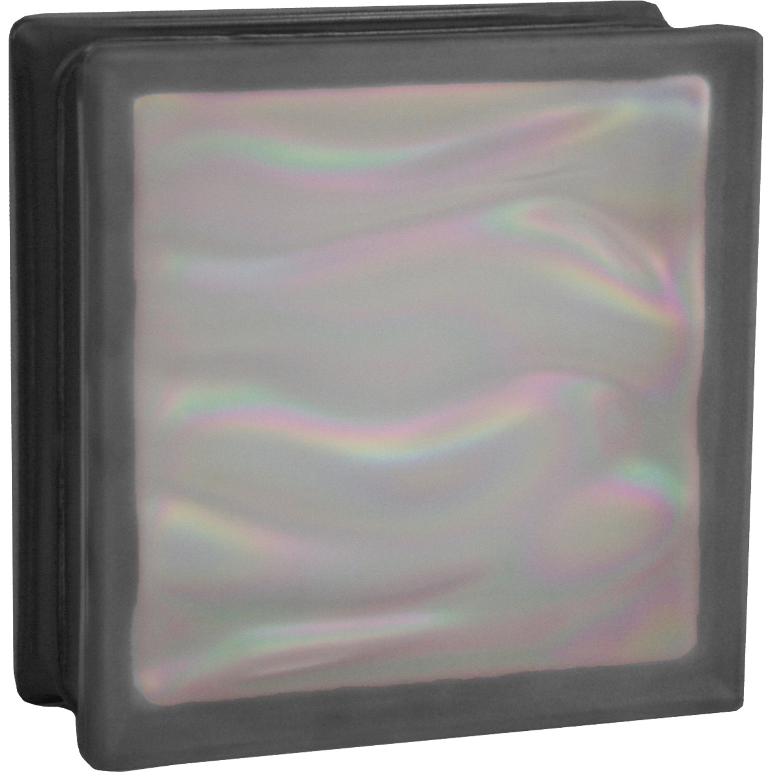 BM Glasstein Aqua Perlmutt Schwarz 2-Seitig Satiniert 19 cm x 19 cm x 8 cm