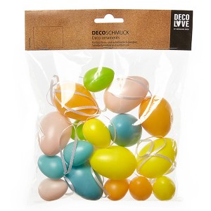 Brauns-Heitmann Behang-Eier, 18 Deko-Eier in Rosa, Weiß und Grün, ca. 6 cm groß.