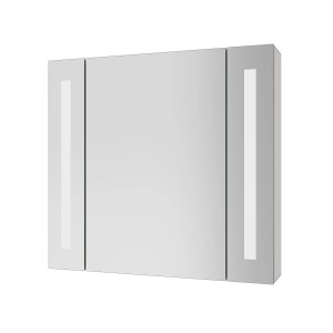 Aquabatos Badspiegelschrank 65x60cm mit LED-Beleuchtung Kaltweiß, dimmbar & beschlagfrei. Aluminiumrahmen.