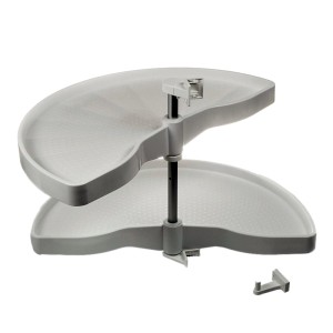 SOTECH Halbkreis Eckschrankbeschlag Grau Drehbodensystem für Eckschränke mit Korpusbreite 900 mm