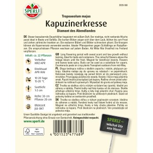 Samenpackung Kapuzinerkresse 'Diamant des Abendlandes' von Sperli. Bunte, essbare Blüten.