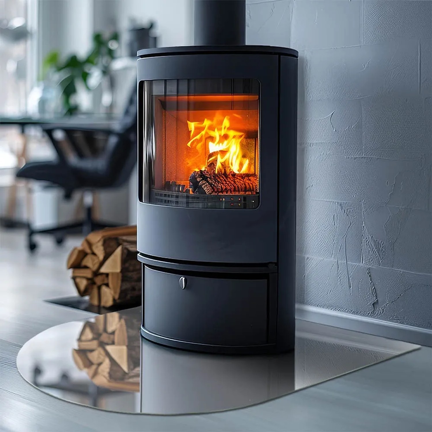 Tulup Glasplatte für Kamin Weiß Kaminofen Glas Bodenplatte Halbkreis 80x70 cm Weiß Glasplatte für Kamin Glasbodenplatte für Kaminöfen_5