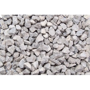 Mausgrauer Kalksteinsplitt, Körnung 16-25 mm, ideal für Garten- und Landschaftsbau.
