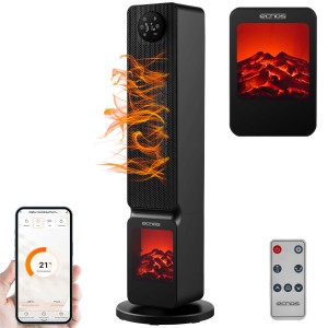 Echos Eco-1202 Heizlüfter mit Kaminfeuer-Effekt, App-Steuerung und Fernbedienung.