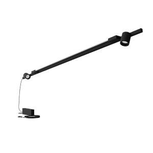 Schwarze Philips Hue Perifo LED-Schienenleuchte mit 2 Spots & Gradient Tube für Wandmontage.