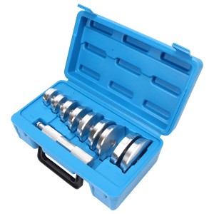 CCLIFE Alu-Druckstücksatz, 10-teilig, für Werkstattpresse, in blauem Koffer. Werkzeug zum Einpressen von Lagern.