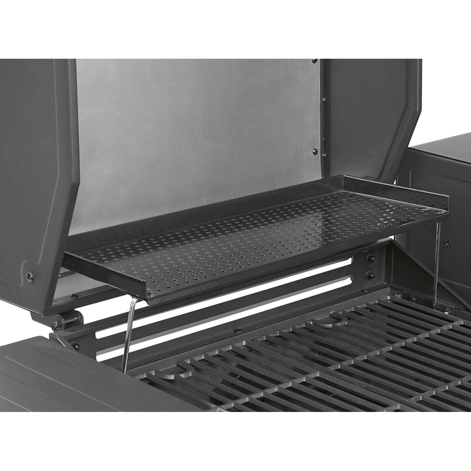 Detailaufnahme: Jamestown Kombigrill Drake mit Warmhalterost und Grillrost.